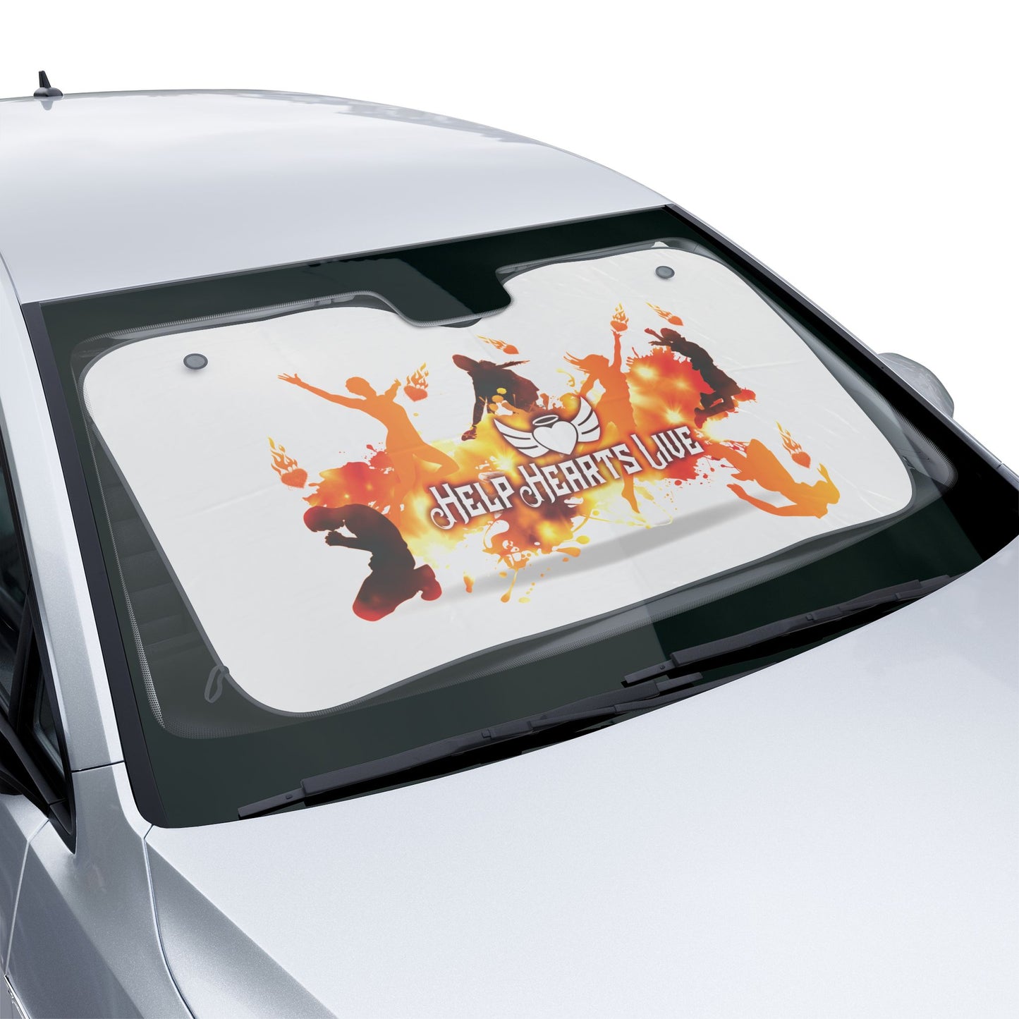 Help Hearts Live Car Sun Shades - Heat & UV Protection (White)