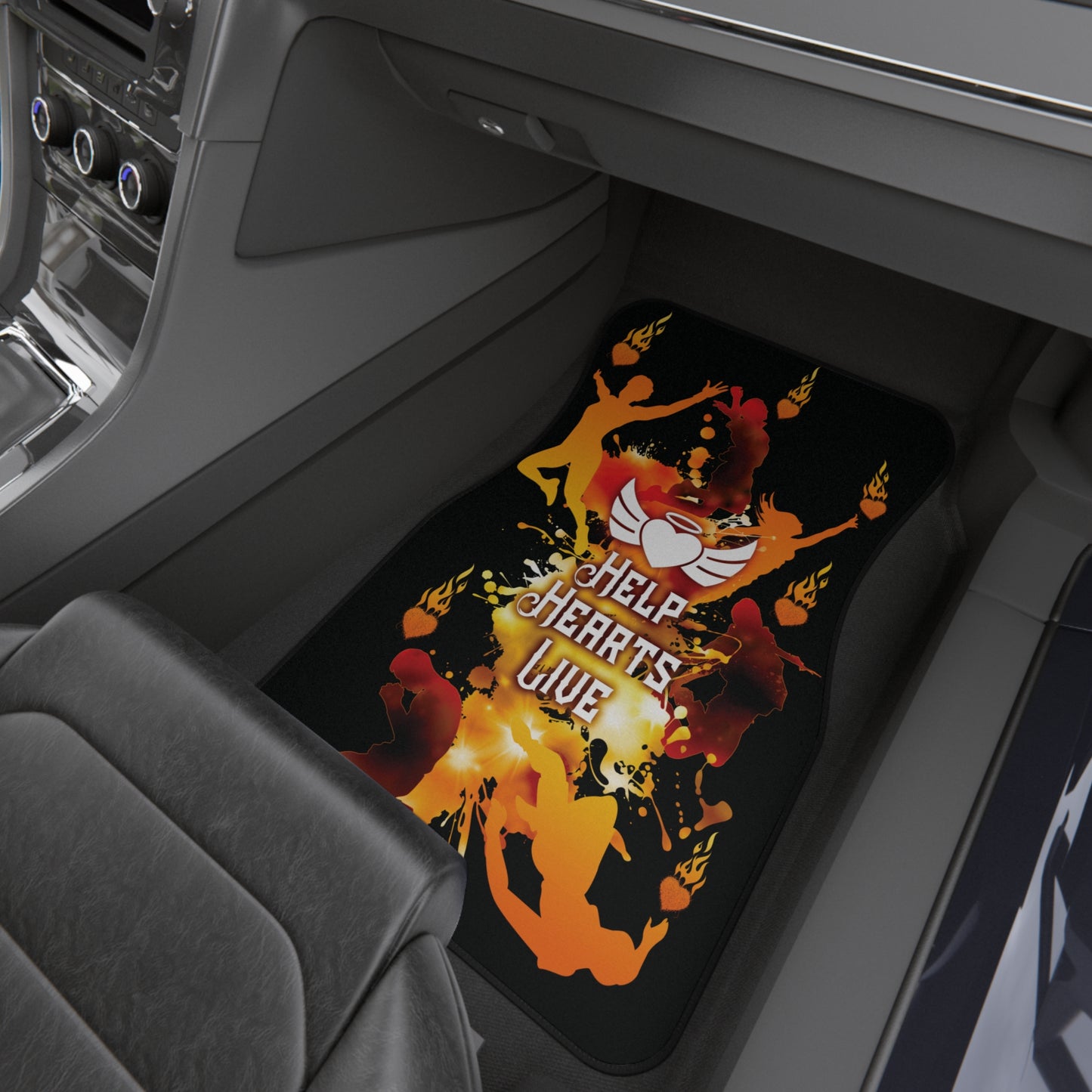 Car Mats - front set "Help Hearts Live" (black)