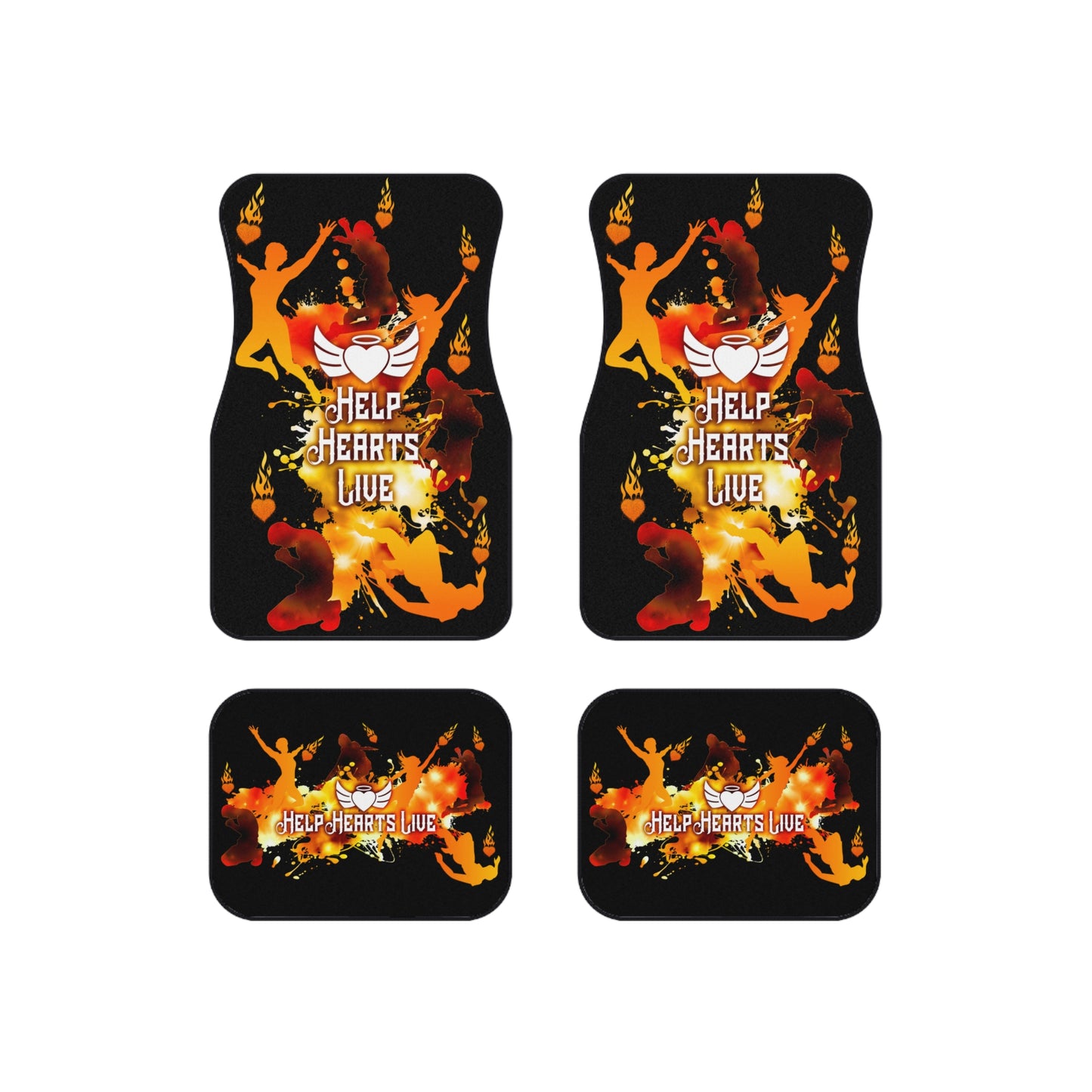 Car Mats - Set of 4 "Help Hearts Live" (black)