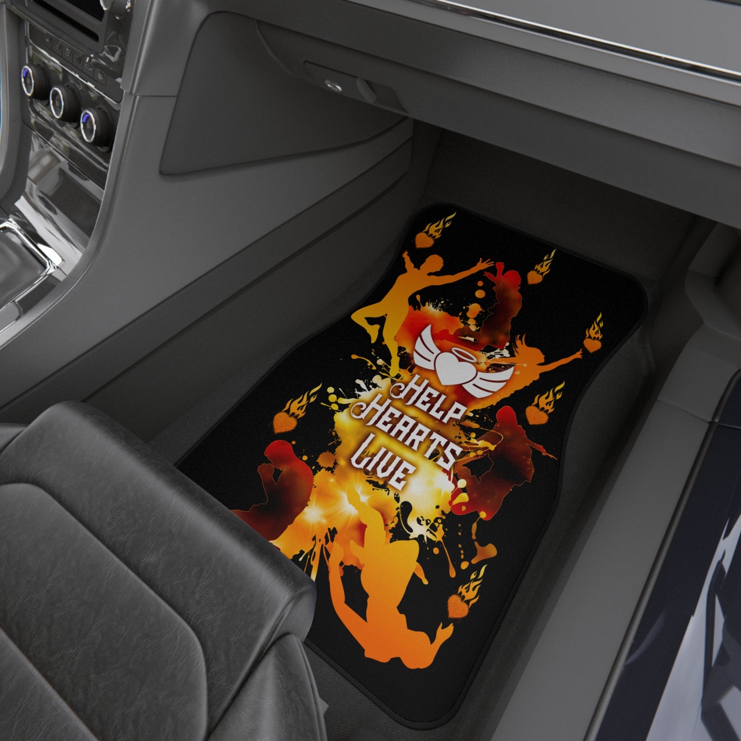 Car Mats - Set of 4 "Help Hearts Live" (black)